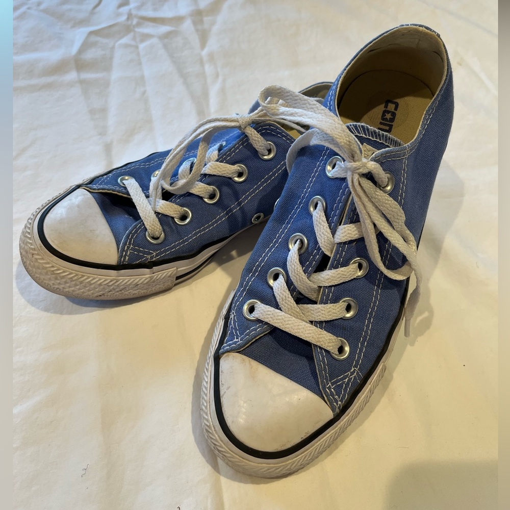 Blue low-top converse, size 6.5 women’s.